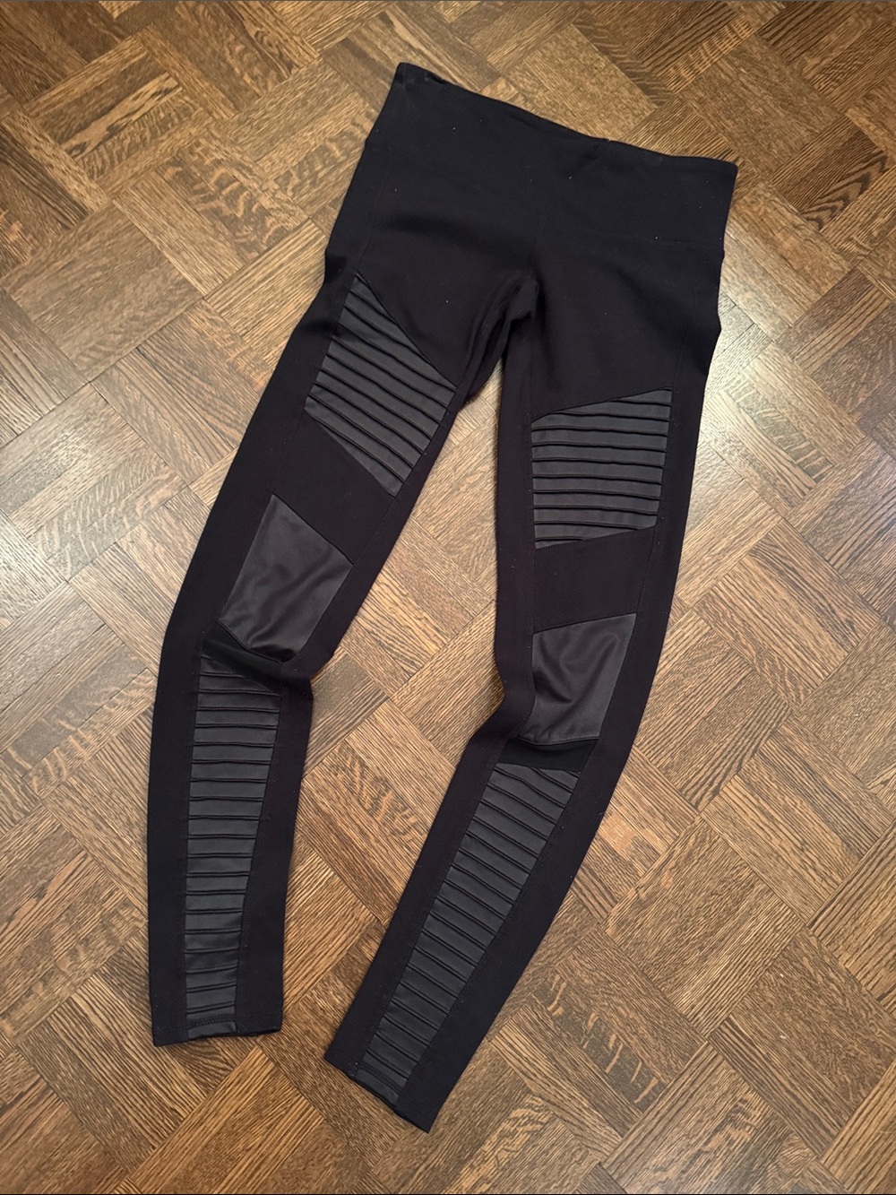 Alo Black Moto-Detail Leggings size S